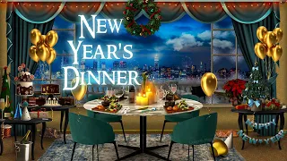 New Year's Eve Dinner 🥂 ASMR cozy coffee shop ambience 🎇(distant fireworks, pouring drinks, chatter)