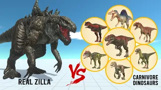 REAL ZILLA - GODZILLA 1998 vs ALL UNITS (Carnivore Dinosaurs) - Animal Revolt Battle Simulator