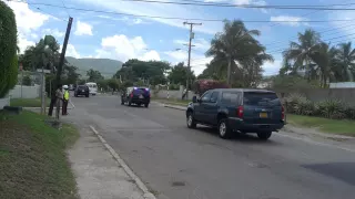 Obama's motorcade on Mona Road, Jamaica