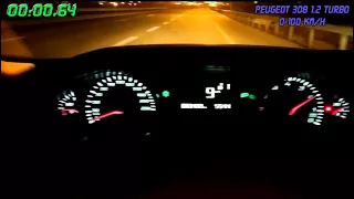 Peugeot 308 1.2 2014 : 0-100 Km/h. Accelaration.