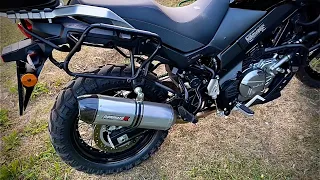 SUZUKI V-Strom DL650XT Dominator HP1 muffler sound w/o and with DB killer