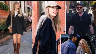 Taylor Swift looks glamorous as she arrives at Bradley Cooper's NYC pad alongside Blake Lively, Ryan