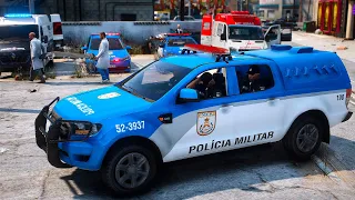 CONFRONTO VÁRIOS DISPAROS POLICIAL FERIDO PMERJ | GTA 5 POLICIAL