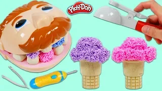 Feeding Mr. Play Doh Head Play Foam Ice Cream and Visit to Dr. Drill N Fill Dentist!