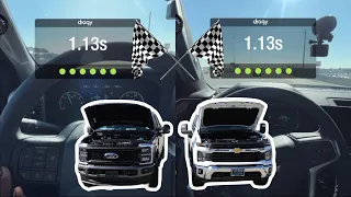 2024 Ford Super Duty 6.8L Gas V8 MiniZilla VS Chevy 6.6L Gas L8T 0-60 Drag Race!