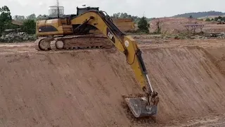 Caterpillar 336D Trimming soil slope gari video 2021