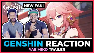 GENSHIN IMPACT - NEW PLAYER REACTION TO YAE MIKO CHARACTER TRAILER | FIRST TIME WATCHING