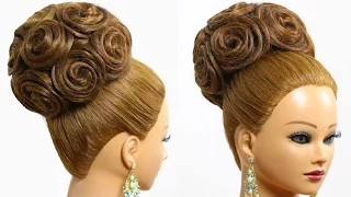 Hairstyle for long hair tutorial. Bridal updo with extensions