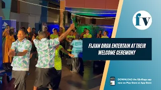 Fijian Drua entertain during their welcome ceremony at the Fiji Museum