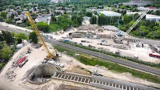 #52Ż ŁÓDŹ BUDOWA TUNELU ŚREDNICOWEGO UL  SKARPOWA 09 05 2024 DRON