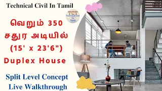 Split Level concept house design for 350 sq.ft | 15' x 25.5' sft house Live walkthrough | TCT