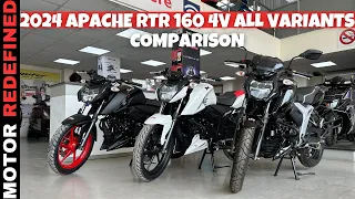 2024 TVS Apache RTR 160 4V E20 OBD-2 : All Variants Comparison | Best Variants Kaun Sa Hai??