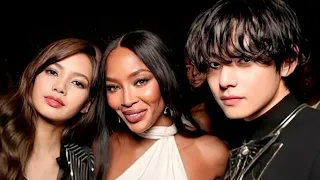 230522 BTS Taehyung & BLACKPINK Lisa with Naomi Campbell at her Birthday Party in Cannes. V is WOW 😳