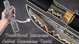 Knife Making - Copper Damascus Japanese Tanto