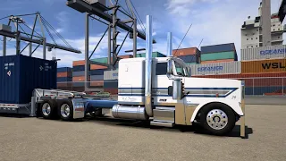 Hauling Heavy Shipping Containers - (Big Power Freightliner) - American Truck Simulator