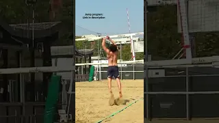 5’7 ft Spiker put the Head OVER the Volleyball Net on the Sand! #volleyball