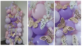 Butterfly balloon setup // Organic balloon column // Balloon column without stand