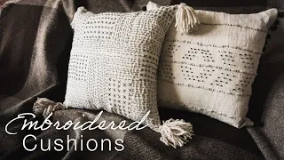 DIY Embroidered Boho Style Cushions / Throw Pillows