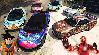 GTA 5 ✪ Stealing  CARTOON & MOVIE Vehicles with Franklin ✪ (Real Life Cars #111)