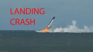 SpaceX Falcon 9 Landing FAILURE and CRASH. Full footage from many cameras.