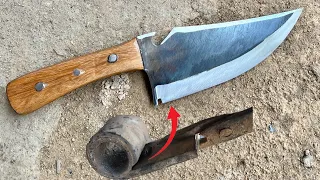 Knife Making - Forging A Powerful Cleaver From An Old Leaf Spring