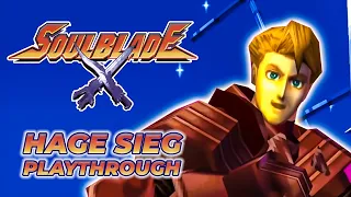 SOUL BLADE (PS1) - HAGE SIEG Arcade Mode Playthrough Longplay Gameplay - Soul Edge - 1080p