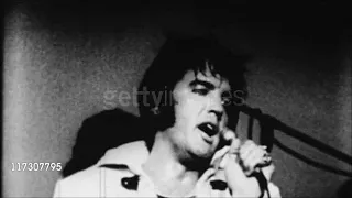 Elvis Presley sings before a live audience in Las Vegas