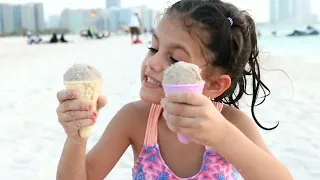 سوار وماسة عملوا ايسكريم بالرمل | sewar pretend play selling ice cream |had a Fun Day on the Beach!