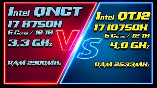 Core i7 8750H QNCT (3300MHz) vs Core i7 10750H QTJ2 (4000MHz). MAX OC