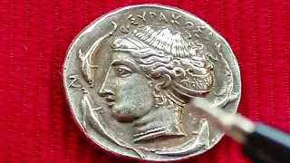 ₱540,000.$10,000.$$.91,000.VERY EXPENSIVE 400.370 BC ROMAN GREEK SILVER PLATED HEAD COINS