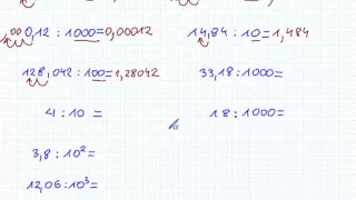 Dzielenie ułamków dziesiętnych przez 10, 100, 1000 - Matematyka Szkoła Podstawowa i Gimnazjum