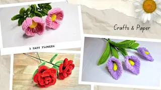 3 Ideas - How to Make Beautiful Flower With Pipe Cleaner - Chenille Stems