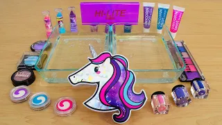 Unicorn Slime ASMR - Mixing Makeup into Satisfying Slime - My Best Slime Collection