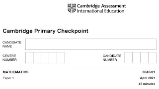 Checkpoint Primary Math Paper 1 April 2021