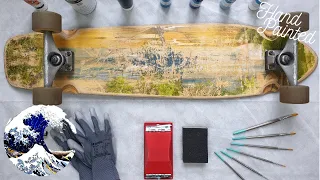 SKATEBOARD RESTORATION -The great wave/Hokusai- [Hand painted]