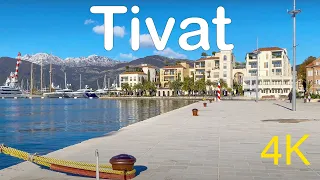 Tivat, Montenegro 🇲🇪 Winter tour ❄️ 4K 60fps Walking Tour with Captions