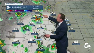 Sunshine Tuesday morning will give way to scattered afternoon storms