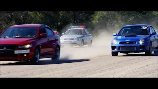 Chase Scene. Evo vs Subaru