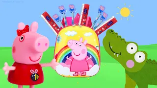 Peppa Pig Game | Silly Crocodile Hiding in Back To School Toys