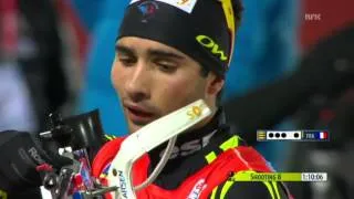 Martin Fourcade standing shooting fail mixed relay in Östersund 2013