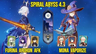 C3 Furina AFK Archon Team and C6 Mona Vaporize | Floor 12 Genshin Impact | 4.3 Spiral Abyss
