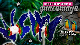 🦜 MOLINO de VIENTO en forma de GUACAMAYO - MOLINILLO - REHILETE - Manualidades con BOTELLAS