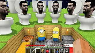 SKIBIDI TOILET ARMY vs MINIONS SECURITY UNDERGROUND BASE in Minecraft - Gameplay Animation