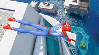 GTA 5 Ragdolls SPIDERMAN Jumps/Fails in 4K 60FPS #3 (Euphoria Physics)