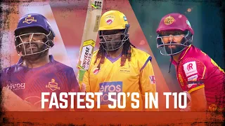 Fastest 50's in T10 format I 50 from 12 balls I Gayle I Shahzad I Waseem I Abu Dhabi T10 I Season 4