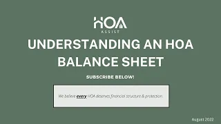 Understanding an HOA Balance Sheet.