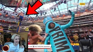 xQc reacts to Logan leap at KSI through a Table at WrestleMania