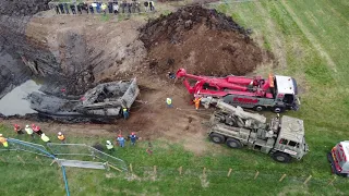 Watch as A 26-foot-long Buffalo LVT is extracted from the earth in Crowland