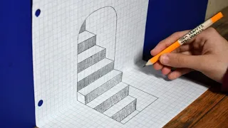 How to Draw 3D Steps on Graph Paper / Easy Trick Art For Beginners
