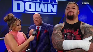 Paul Heyman, Solo Sikoa y Jey Uso en BackStage - WWE SmackDown 7 de Abril 2023 Español Latino